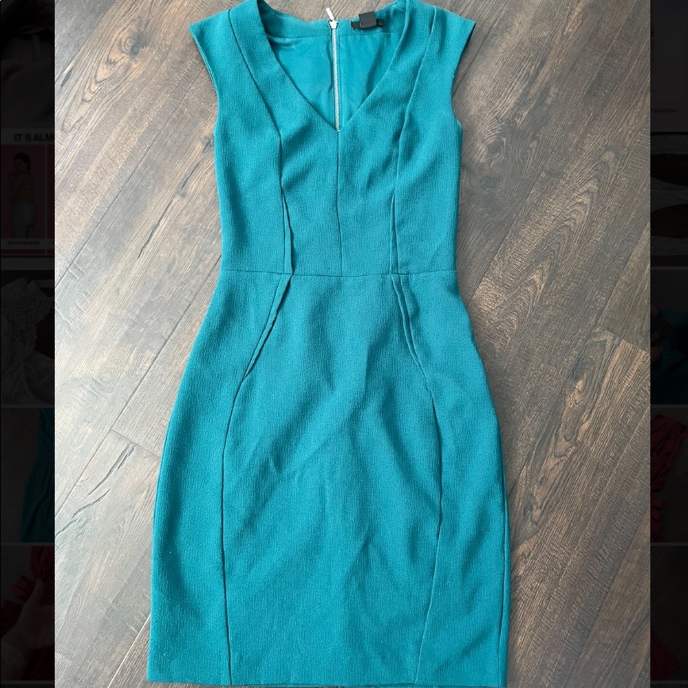 H&M teal bodycon midi dress